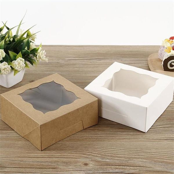 

gift wrap 20/50pcs pastry bakery box with window for cookies cupcakes donuts muffin cake container kraft paper food