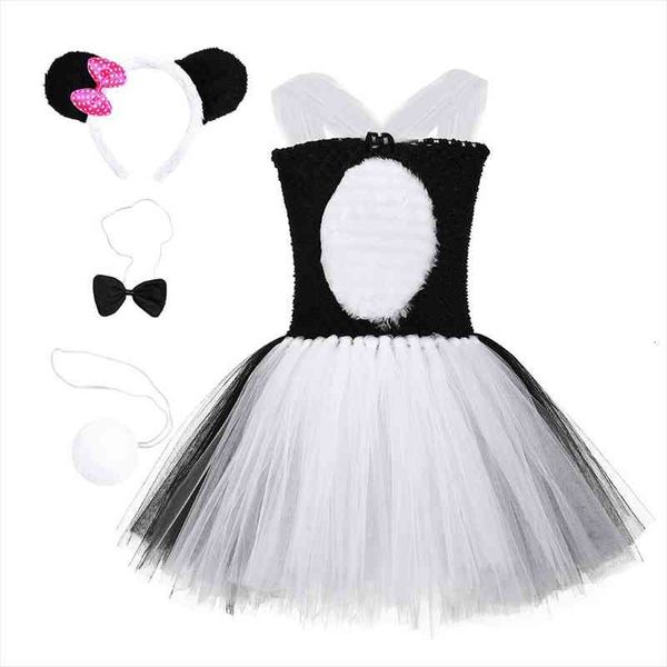 

panda bear tutu dress set black white cute zoo animal cosplay costume for kids girls performance halloween party dress outfit, Red;yellow