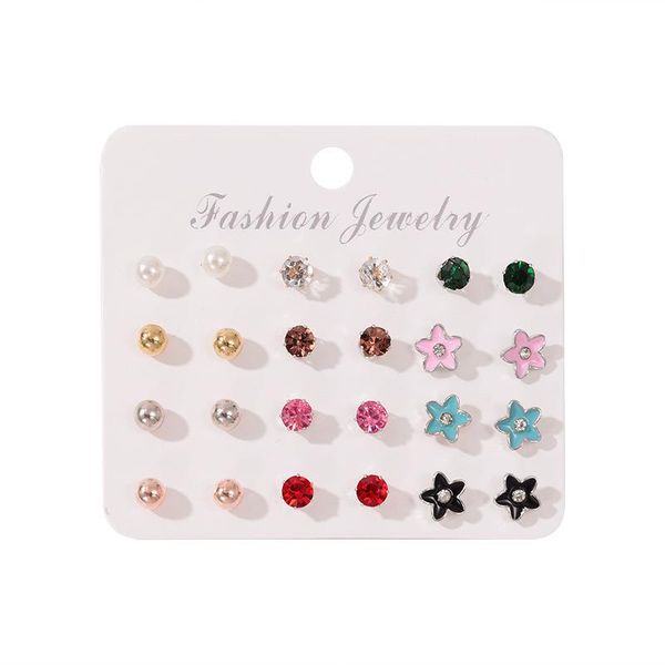 

stud set of earrings for women 2021 trend pearl anime cute flower korean fashion piercing ear teens, Golden;silver