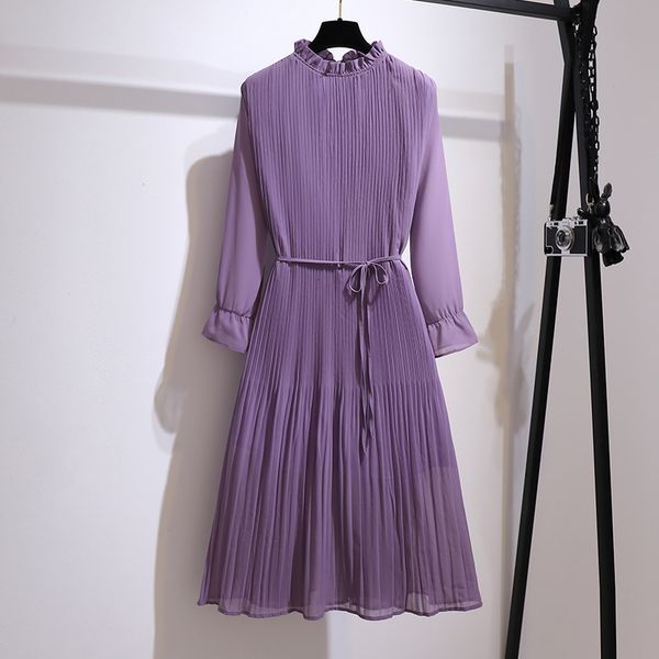 

casual dresses women's clothing spring autumn fat mm fashionable stylish slim pleated chiffon maxi summer party long dress vintage edze, Black;gray