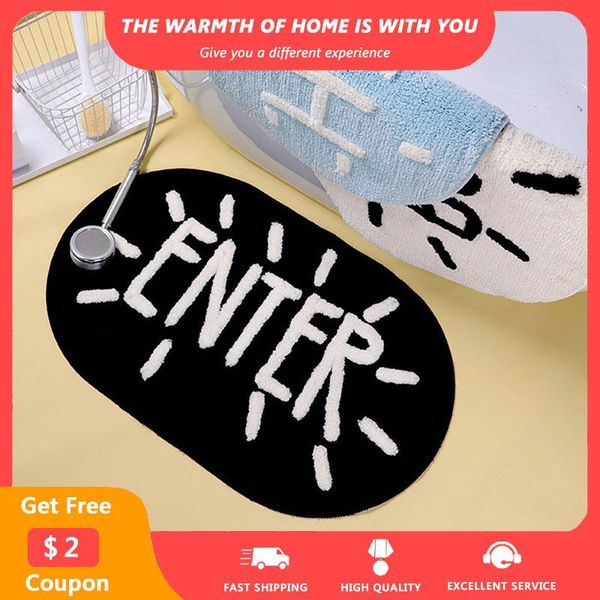 

carpets non-slip bath mats modern brief bathroom bedroom floor entrance doormats letter printed black area rugs drop soft tapis