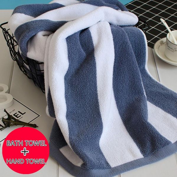 

towel bath set + hand 100% cotton striped for men and women