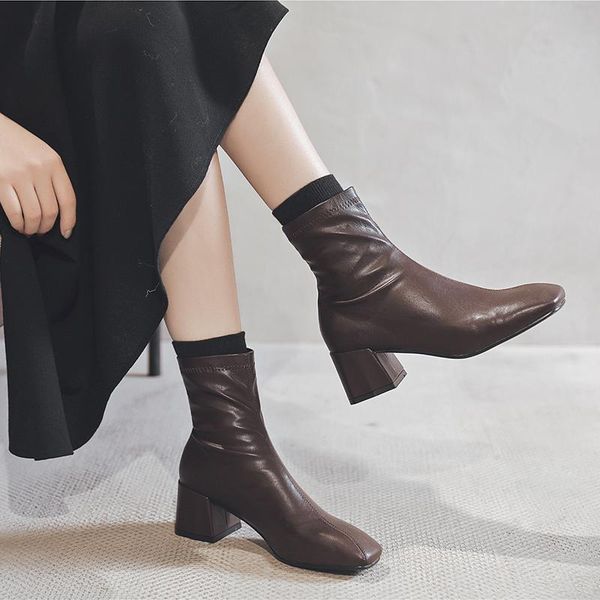 

autumn/winter women fashion square toe plush boots classic woman root ankle, Black