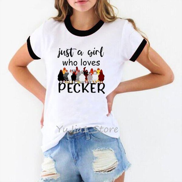 

and women funny just men t shirt a girl who loves pecker design tee femme white casual camisetas mujer summer, White;black