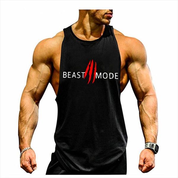 

gym brand clothing beast men mode bodybuilding tank fitness singlet sleeveless shirt solid cotton muscle undershirt gyms, White;black