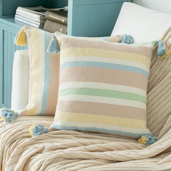 

cushion/decorative pillow dunxdeco cushion cover decorative square case modern simple fresh stripe jacquard sofa chair bedding coussin shame