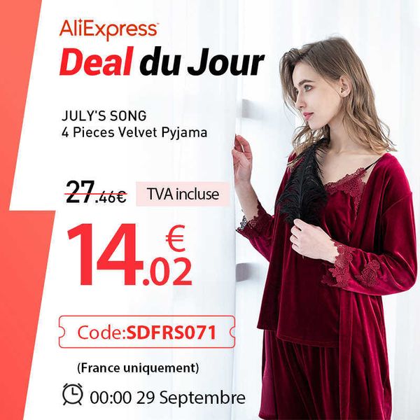 

july's song women winter velvet 4 piece pajamas set dressing gown lace sling shorts warm robe sleepwear woman pajamas 210928, Black;red