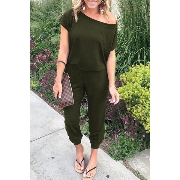 

women's jumpsuits & rompers summer womens jumpsuit short sleeve lace up long pants plus size off shoulder ladies overalls playsuit, Black;white