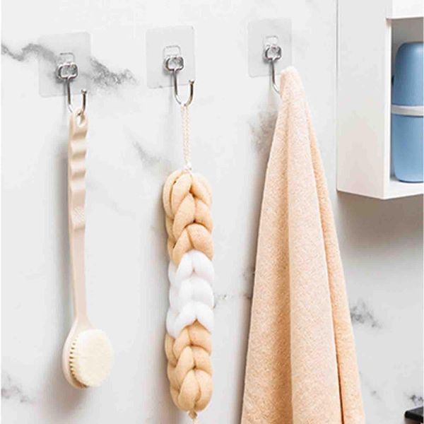 

hooks & rails 5pcs self adhesive stainless steel wall hook key bag hanger sticky kitchen home bathroom storage hanging holder waterproof tow