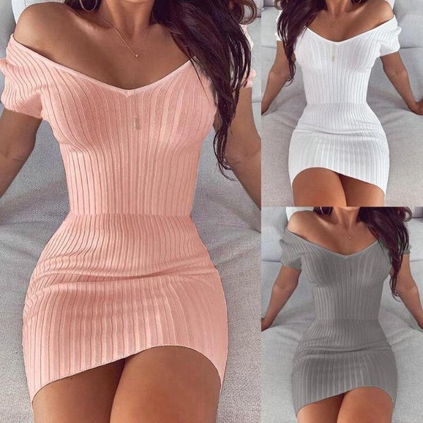 

casual dresses spring women's dress and comfortable temperament v-neck solid color slim 2021, Black;gray