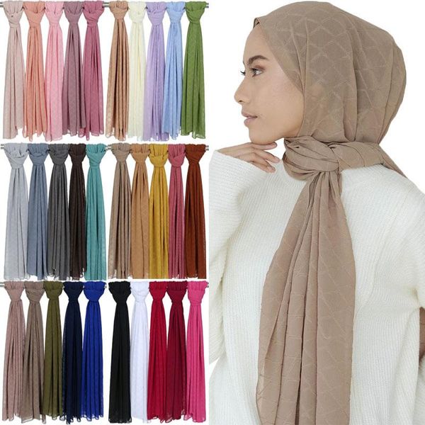 

scarves 2021 est crinkle chiffon scarf plain pleated hijab diamond plaid muslim shawl wraps women fashion headscarf headband, Blue;gray