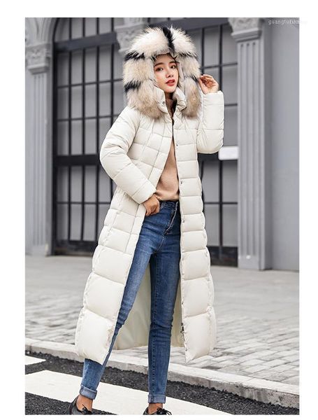 

women's down & parkas long coat jacket fashion winter women thick parka female slim fur collar warm cotton for 1, Black