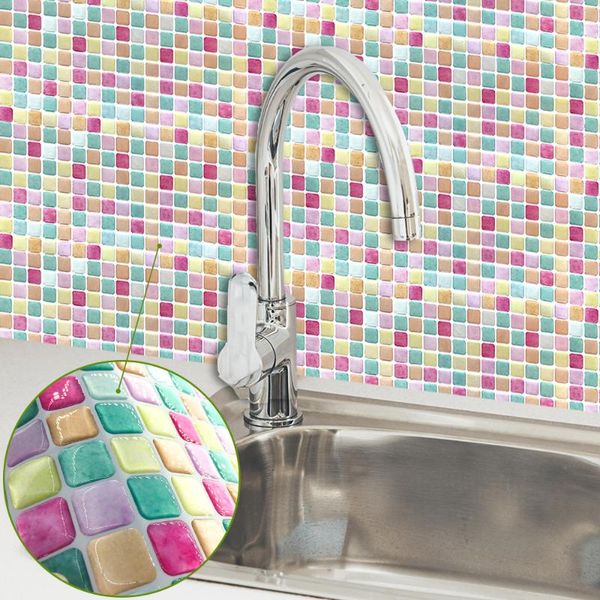 

wallpapers macaron mosaic self adhesive tile backsplash 3d wall sticker epoxy bathroom kitchen home oil-proof waterproof decor