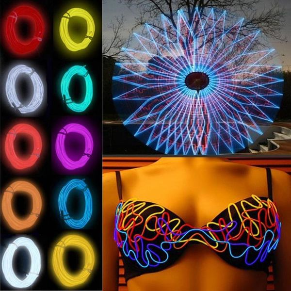 

party decoration flexible el wire neon light 3 meters for dance car decor with controller waterproof vehicle shoes led