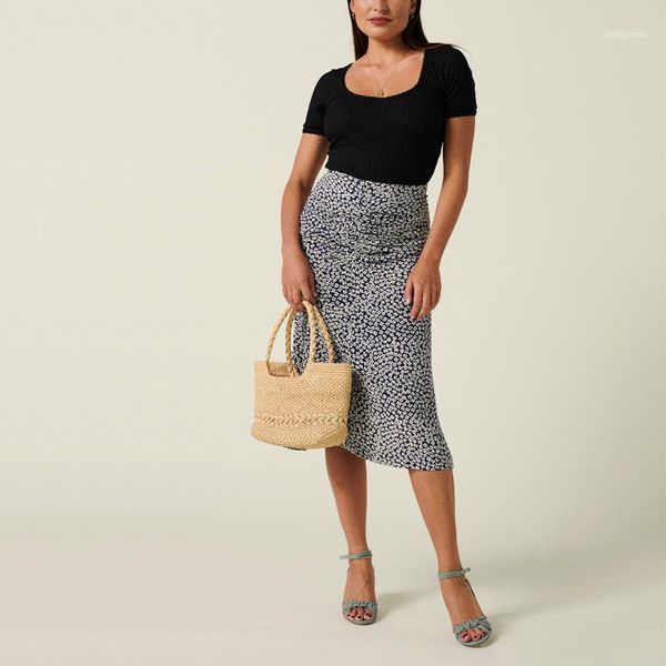 

skirts summer women's skirt casual flower print skirt1, Black