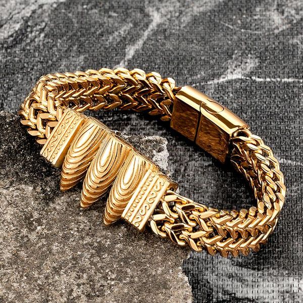 

stainless steel gold chain men bracelet punk hand accessories magnetic clasp fashion wristband jewelry wholesale friends gifts charm bracele, Golden;silver