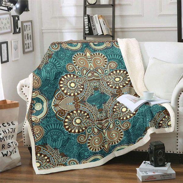 

mandala blanket paisley bohemian fuzzy blanket boho chic floral tie dye chic hippie style spiral swirl gypsy plush blanket, soft