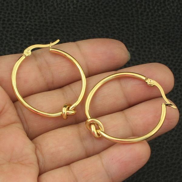 

hoop & huggie women's gold color fashion stainless steel jewelry simple 25mm earrings personality for woman and girl ebjzajbb1, Golden;silver