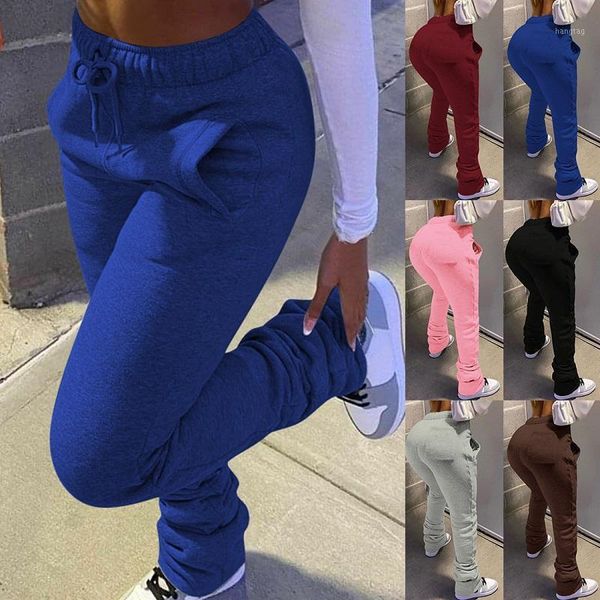 

leg streetwear women wide flare ruched pants high waist leggings trousers sportswear stacked tracksuit sweatpants1, Black;white