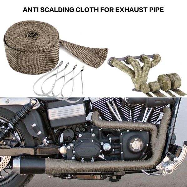 

motorcycle exhaust system pipe heat wrap roll 3 styles accessories fiberglass shield tape car hermal with cable ties