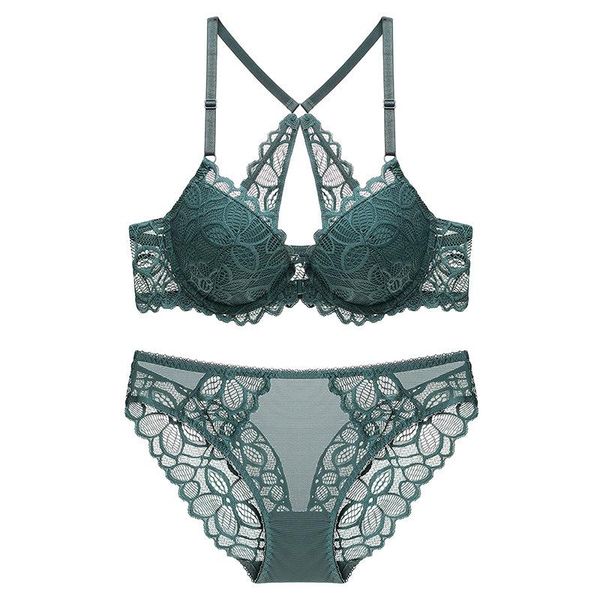 

bras sets [alfou] brand women's underwear gather lace bra suits front closure solid color push-up 3/4 cup, Red;black