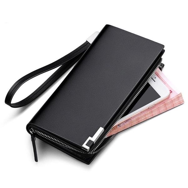 

wallets luxury business bifold men's leather wallet with zipper coin pocket card holder multifunctional purse for man clutch bag, Red;black