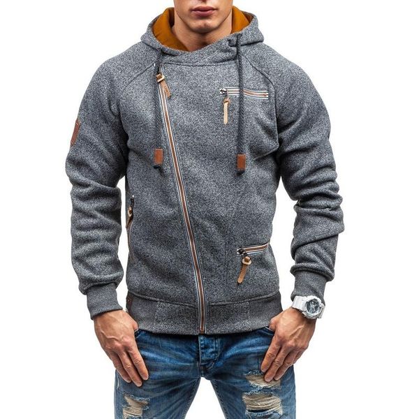 

men's hoodies & sweatshirts 2021 men retrieve winter jas slim fit stand kraag rits effen fat vintage hoodie, Black