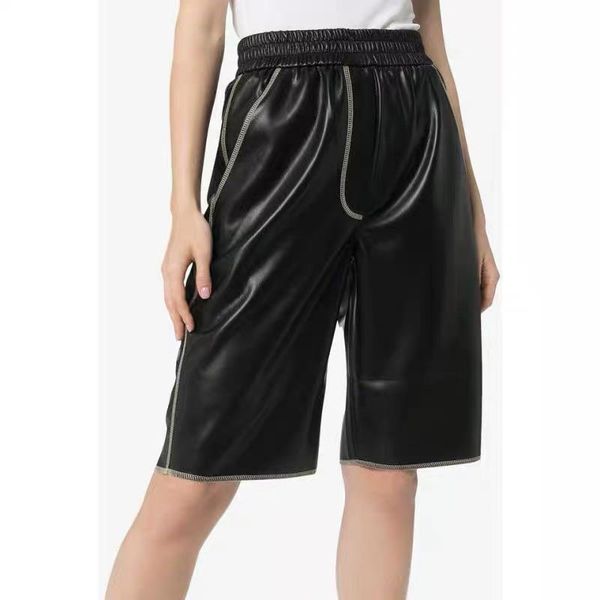 

women's pants & capris women 100% genuine sheep leather 2021 fashion real knee length jeanst trousers h810, Black;white