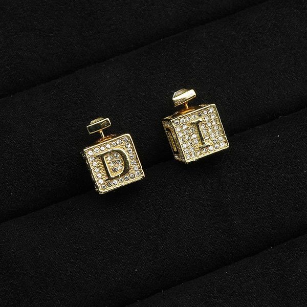 

design jewelry square diamond letter dice earrings net red star same, Silver