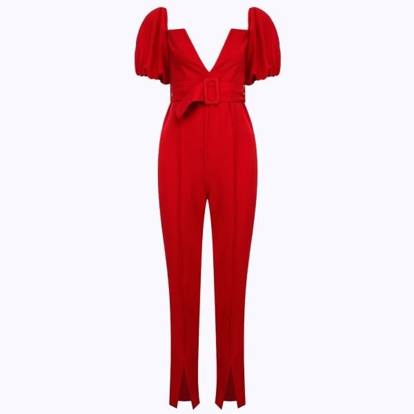 

women's tracksuits cy summer red bandage jumpsuits women clubwear christmas party fashion elegant charming beartiful, Gray