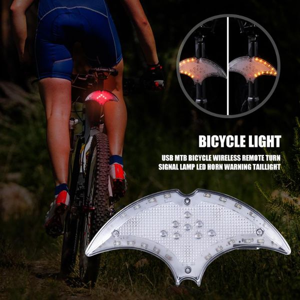 

small usb bicycle lights wireless remote turn signal lamp folding bike led waterproof horn warning taillight