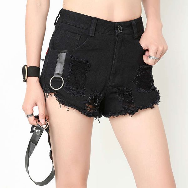 

women's jeans shorts summer cool motorcycle punk style women pants mid waist nzk trend y6z4, Blue
