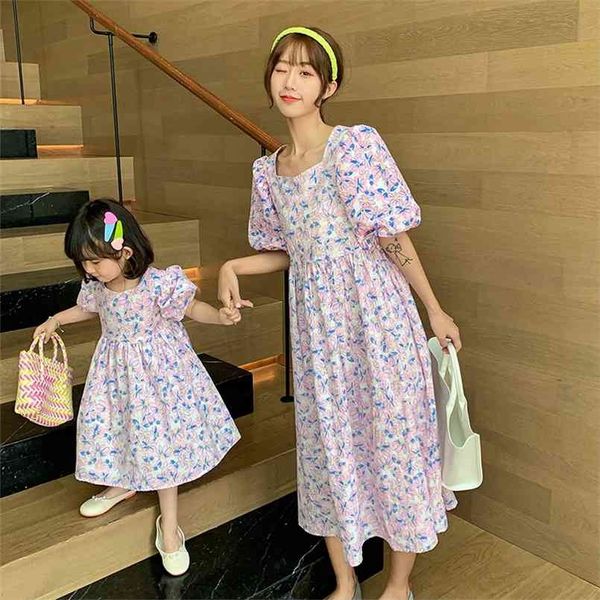 Baby Boys Meninas Família Família Correspondência Roupas Criança Algodão Vestido Floral Mãe Filha Outfits Romper Korean Kids Kids Set 210724