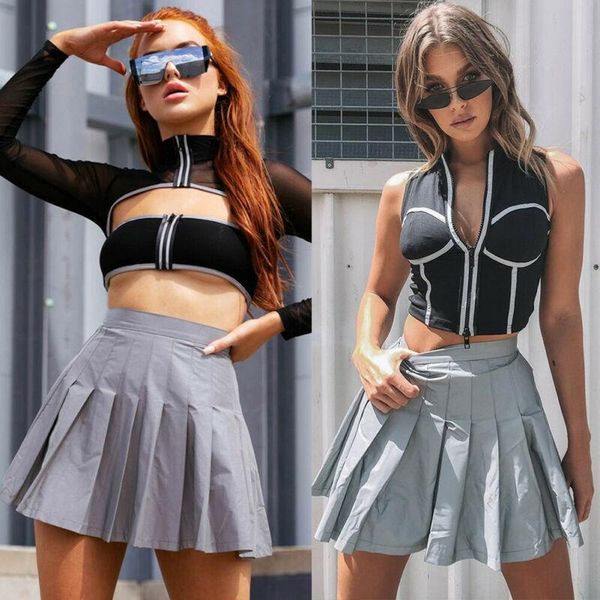 

skirts women's short mini skirt long high waist summer pleated beach, Black