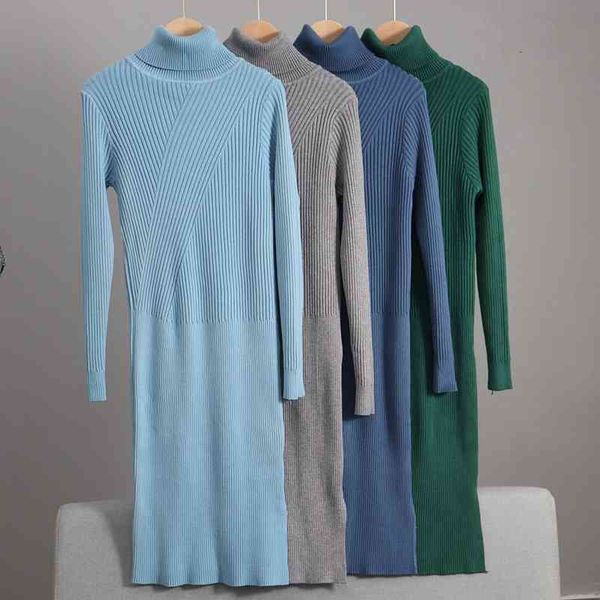 

casual dresses gigogou autumn winter women basic turtleneck pullover sweater slim fit knitted long midi ribbedvestidos feminino dfif, Black;gray