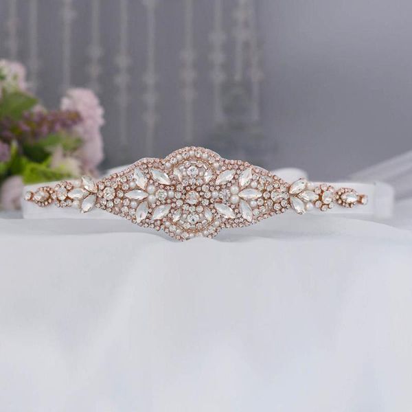 

wedding sashes trixy s425 luxury rose gold belts rhinestone girdles for dress accessories bridesmaid sequin belt, White