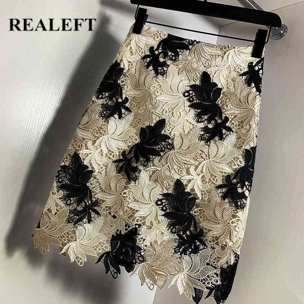

spring summer elegant lace crochet wrap skirts chic high waist vintage ol style pencil sheath skirt female 210428, Black