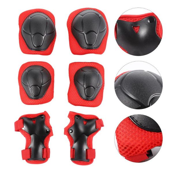 

set kids sport protective gears knee pad wrist guard elbow & pads, Black;gray