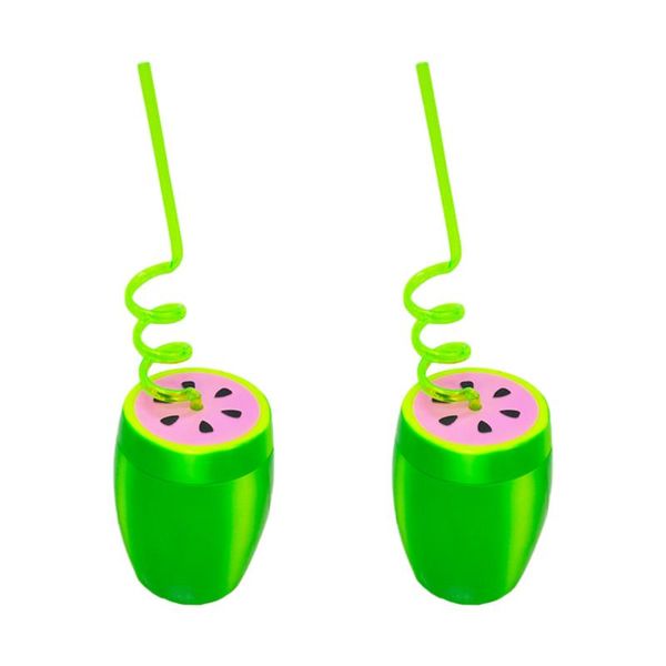 

cups & saucers 2 sets delicate watermelon shaped cup party decorative with straw (green)