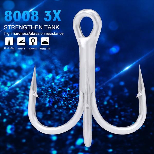 

treble stainless steel fishing hooks strengthen hook sea 1# 2# 4# 6# 8# 1/0# -4.0#