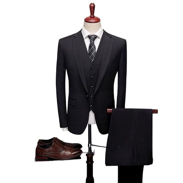 

men's suits & blazers 2021autumn and winter business casual three-piece men's korean version of the self-cultivation wedding groom, White;black
