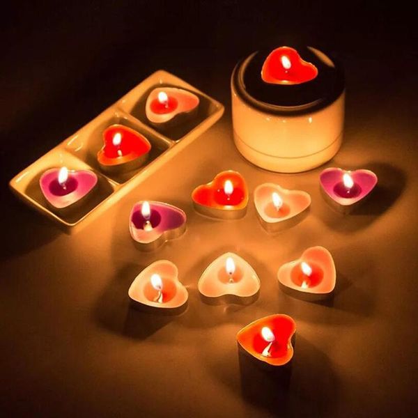 

candles 50pcs love heart shaped tea light smokeless romantic decorative