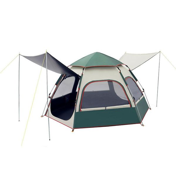 

tents and shelters 2021 automatic camping tent 3-4/5-6/8-10 person easy setup outdoor vinyl sunscreen family travel tourist hexagon