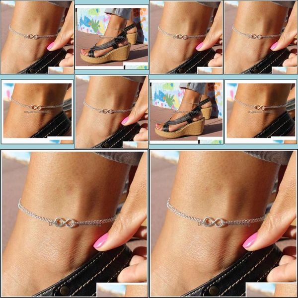 

anklets jewelry 8 anklet fashion bowknot double drop delivery 2021 wdygk, Red;blue