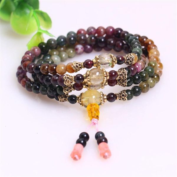 

beaded, strands fashion 108 beads natural tourmaline strand bracelet 5mm-6mm buddhist prayer mala female beaded bracelets jewelry gift whole, Black