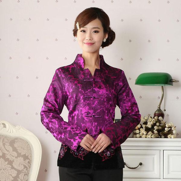 

women's jackets women long sleeve jacket coat handmade button ladies office silm autumn casual female's mandarin collar chinese, Black;brown