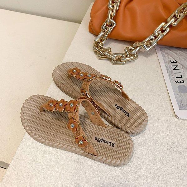 

flowers flat women summer casual beach silppers open toe ladies outdoor sandals walking shoes female sandels sandalias slippers, Black
