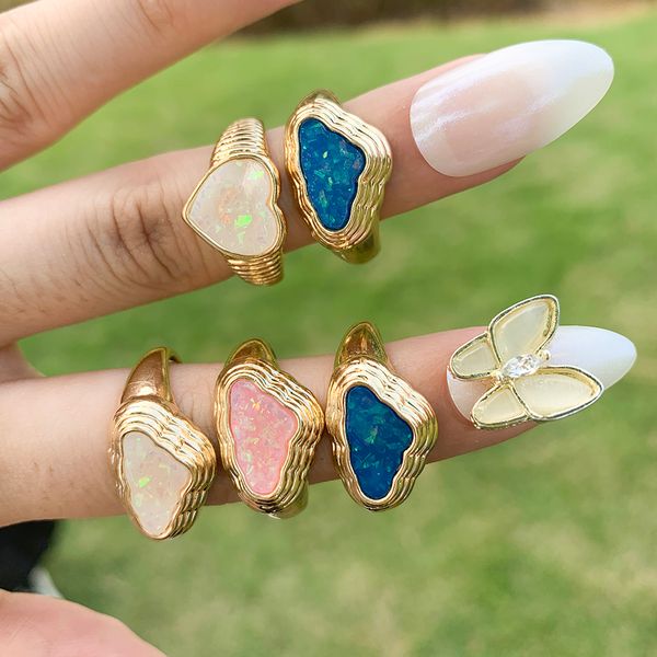 

trendy shiny cloud shape rings for women fashion geometric gold color dripping oil chunky finger rings jewelry gifts, Silver
