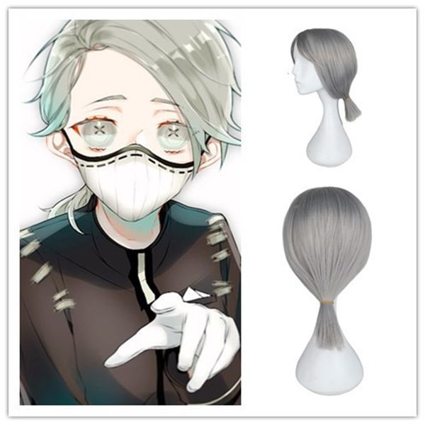 

mobile game the fifth netease personality undertaker's initial grey curly ponytail cosplay wig, Black;brown