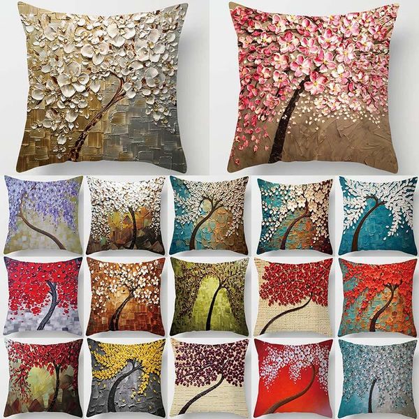 

flower tree pattern decorative cushions pillowcase polyester cushion cover throw pillow sofa decoration pillowcover 40896 cushion/decorative